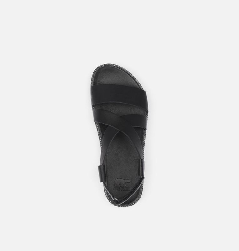 Sorel Roaming™ Criss Cross Flat - Womens Sandals Black - 956428DFG